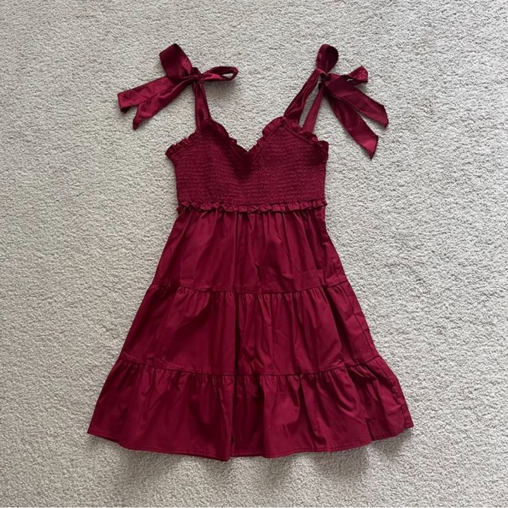 Altar’d State burgundy smocked tie dress